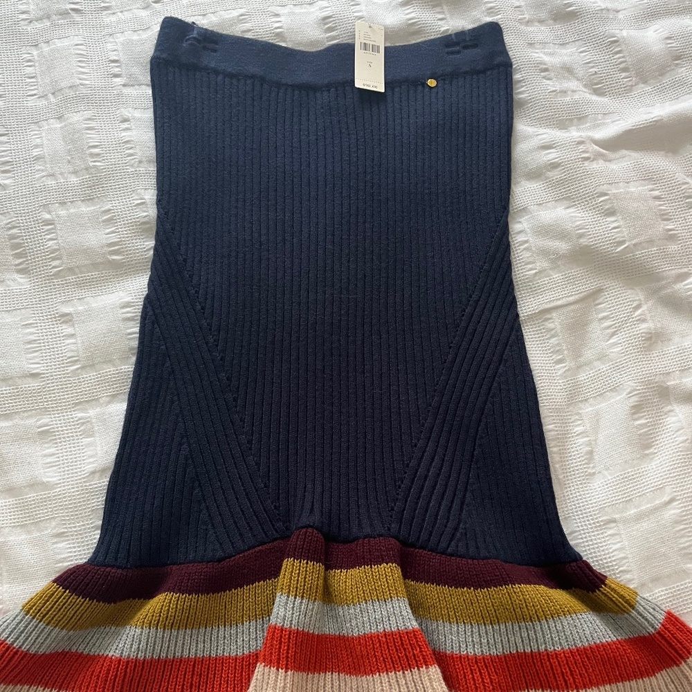 Anthropologie NWT knit skirt with crochet ruffle hem (S)
